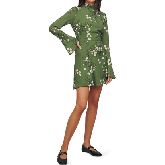 NWT‎ Reformation Persis Floral Mini Dress Long Sleeve Open Back Sz 4 - Picture 3 of 4